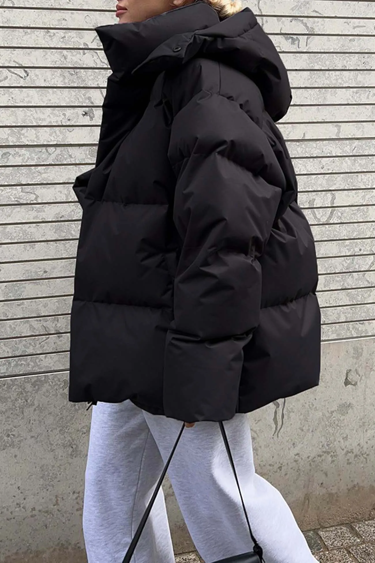 Solid Zipper Pocket Hooded Cotton Jacket