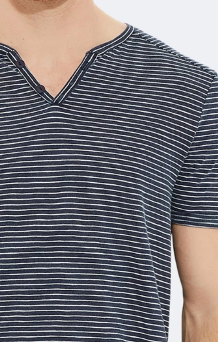 STRIPED HENLEY TEE