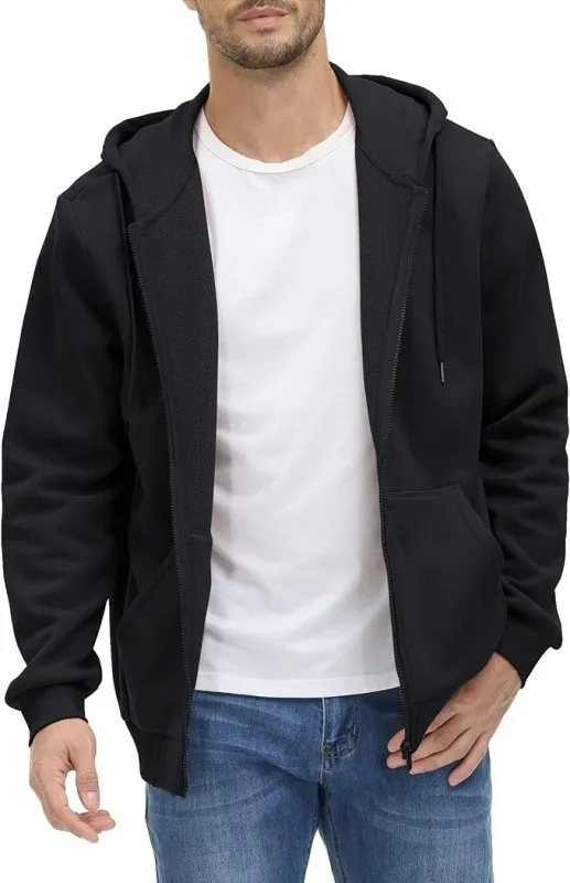 TACVASEN Men's Fleece Hoodies Zip Up Sherpa Lined Jackets Long Sleeve Sweatshirts Winter Warm Coats with Pockets