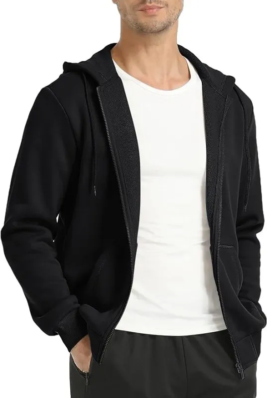 TACVASEN Men's Fleece Hoodies Zip Up Sherpa Lined Jackets Long Sleeve Sweatshirts Winter Warm Coats with Pockets