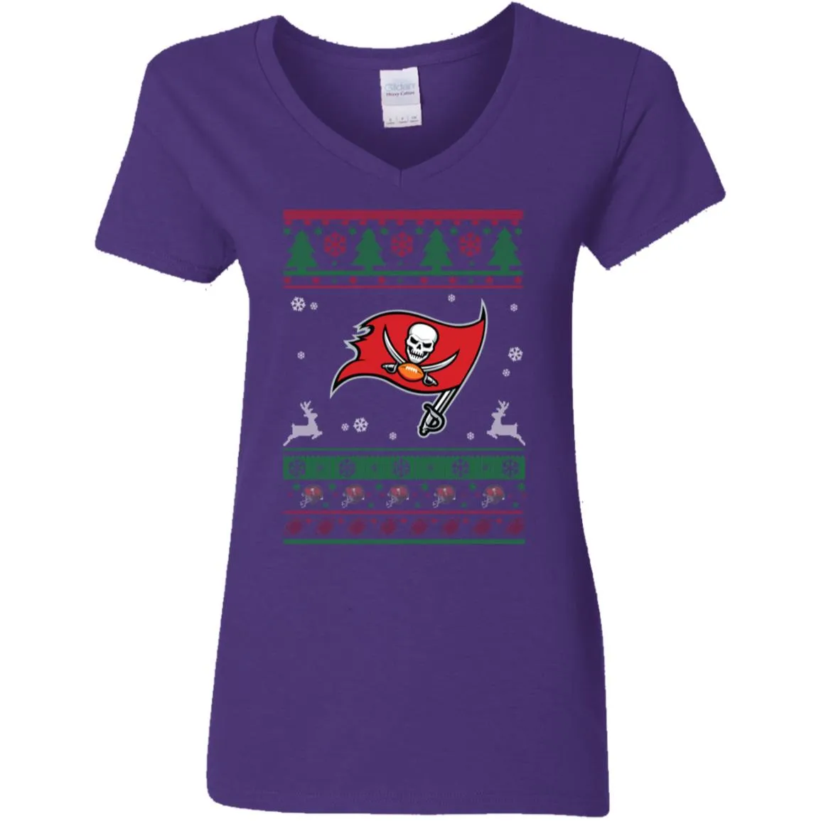 Tampa Bay Buccaneers Logo Football Teams Ugly Christmas Sweater Women V-Neck T-Shirt