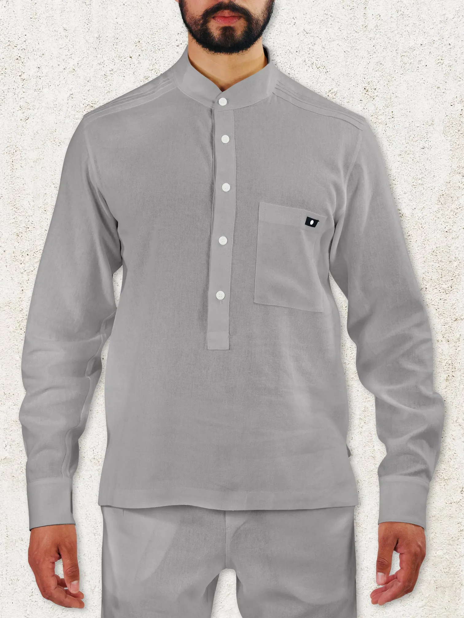 THE NAVO HENLEY SHIRT - Grey