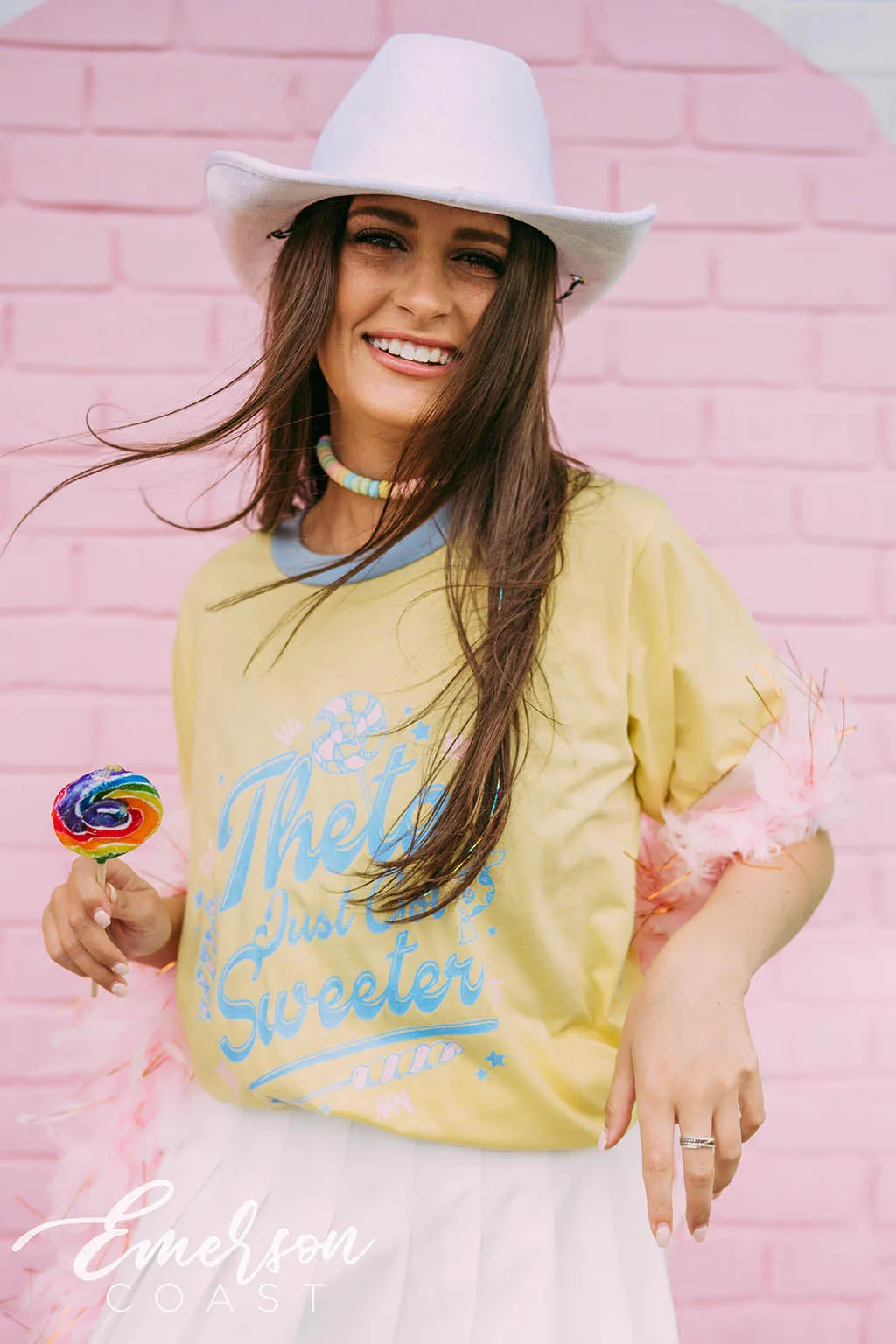 Theta Just Got Sweeter Candy Bid Day Colorblock Ringer Tee