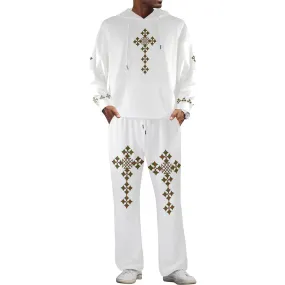 Tracksuit Set Men's Streetwear Flared Tracksuit Cross