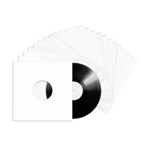 Tunephonik 12 Inch Lp Vinyl Record Jackets - White Coated W/Center Hole 25 Pack