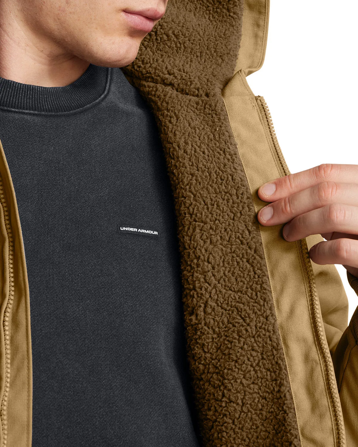 Under Armour Mens Icon Fleece Custom Jackets, Camel