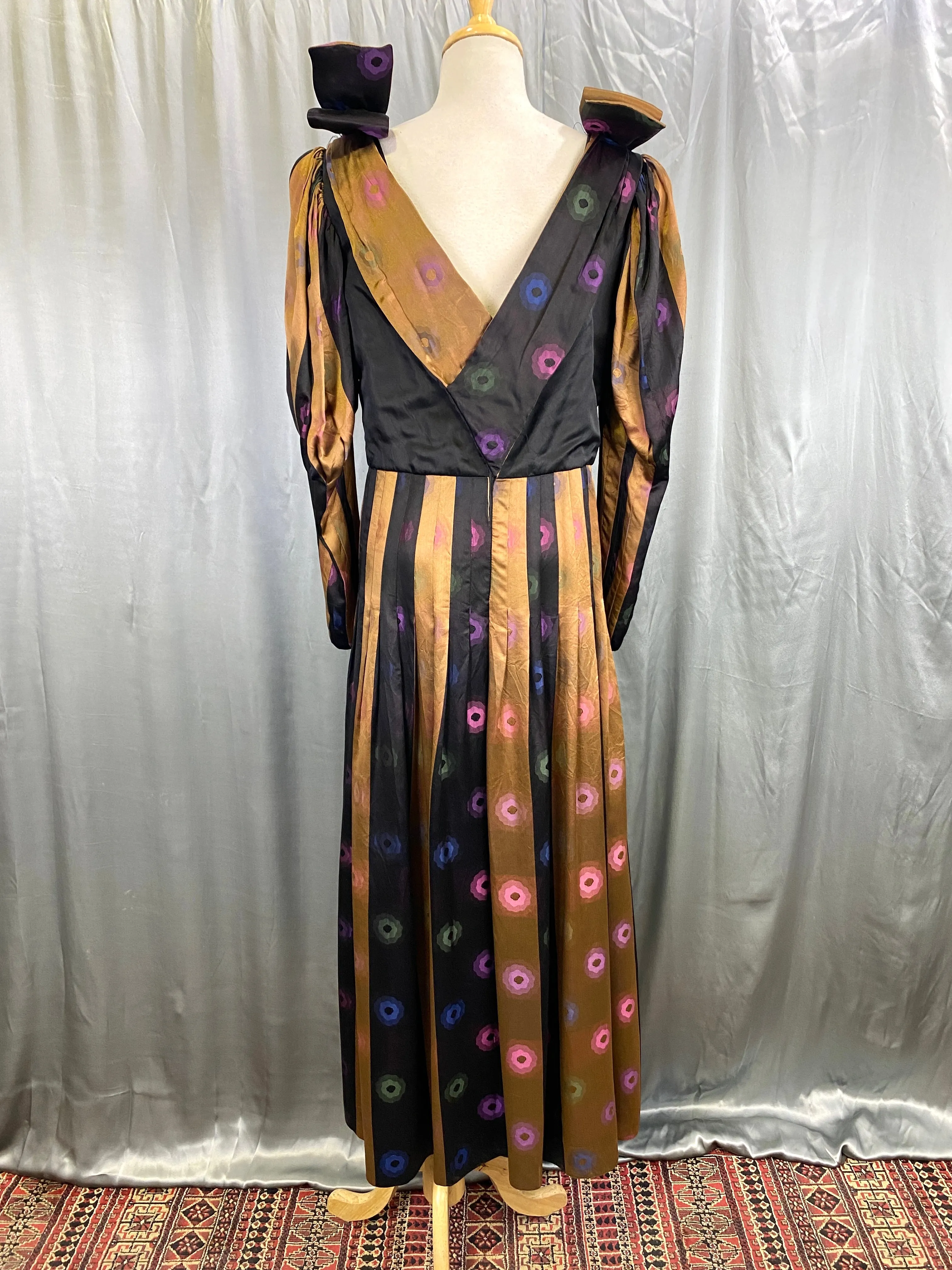 Vintage 1980s Custom Silk Satin Charmeuse Gown, Large
