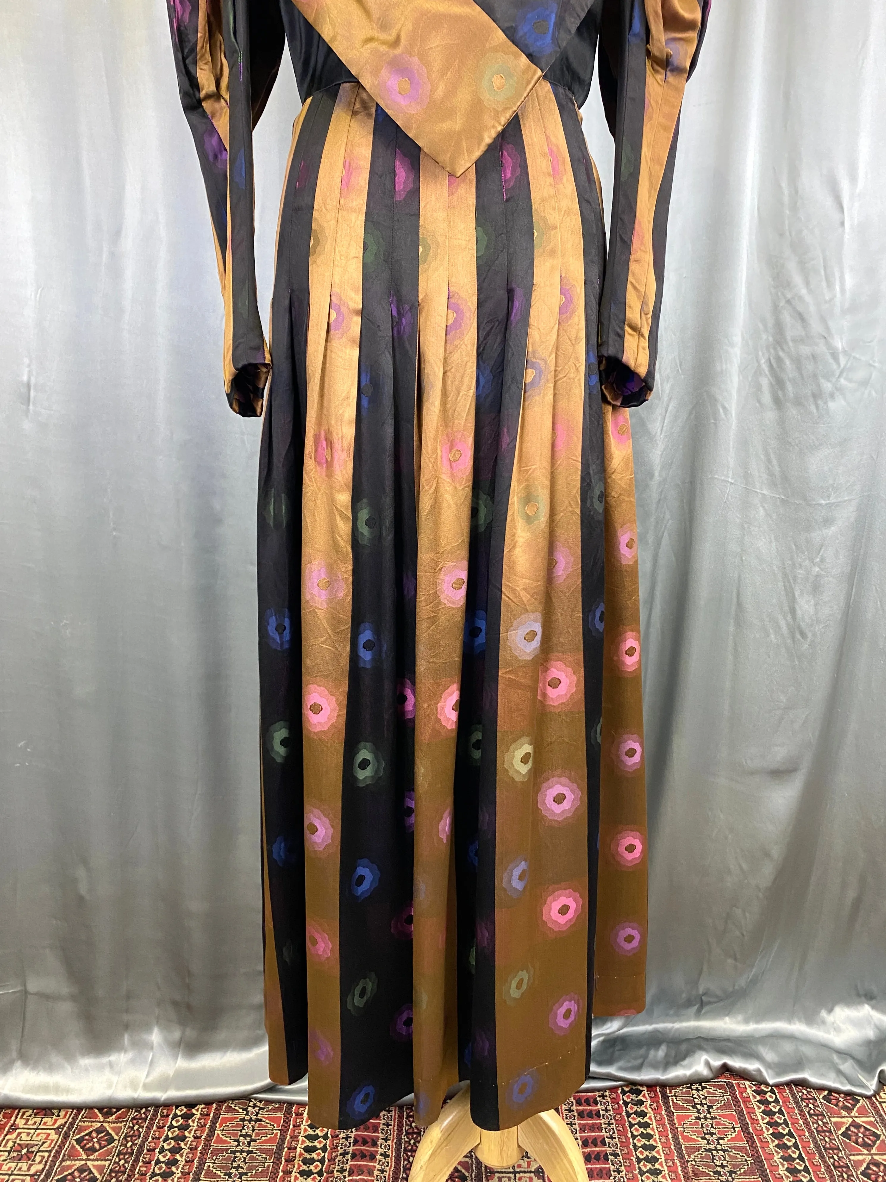 Vintage 1980s Custom Silk Satin Charmeuse Gown, Large