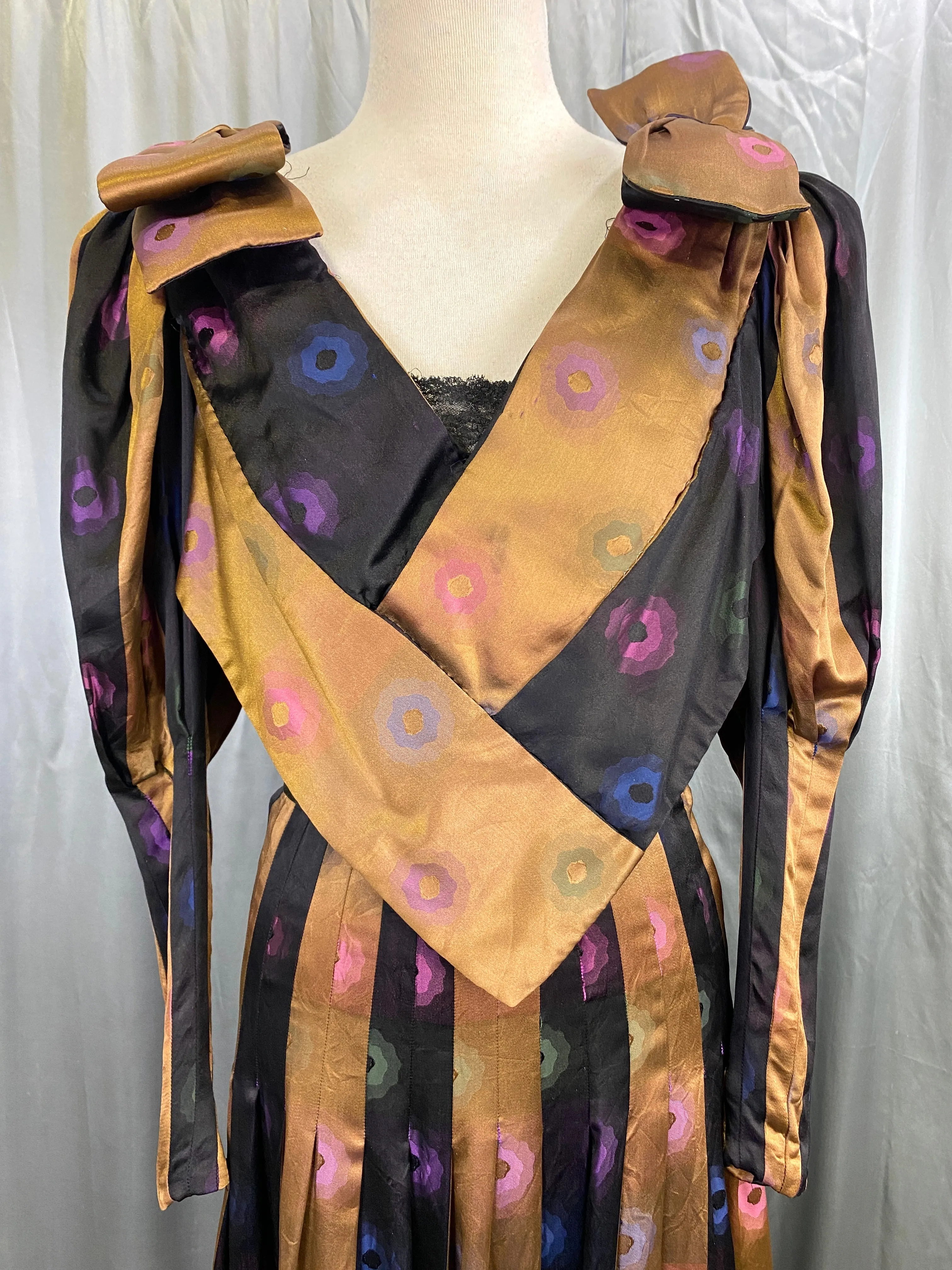 Vintage 1980s Custom Silk Satin Charmeuse Gown, Large