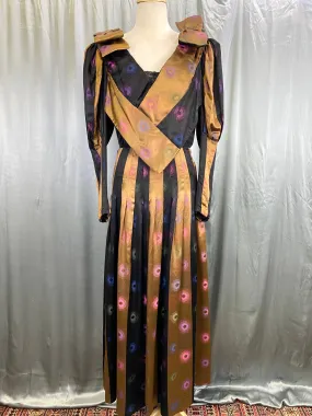 Vintage 1980s Custom Silk Satin Charmeuse Gown, Large