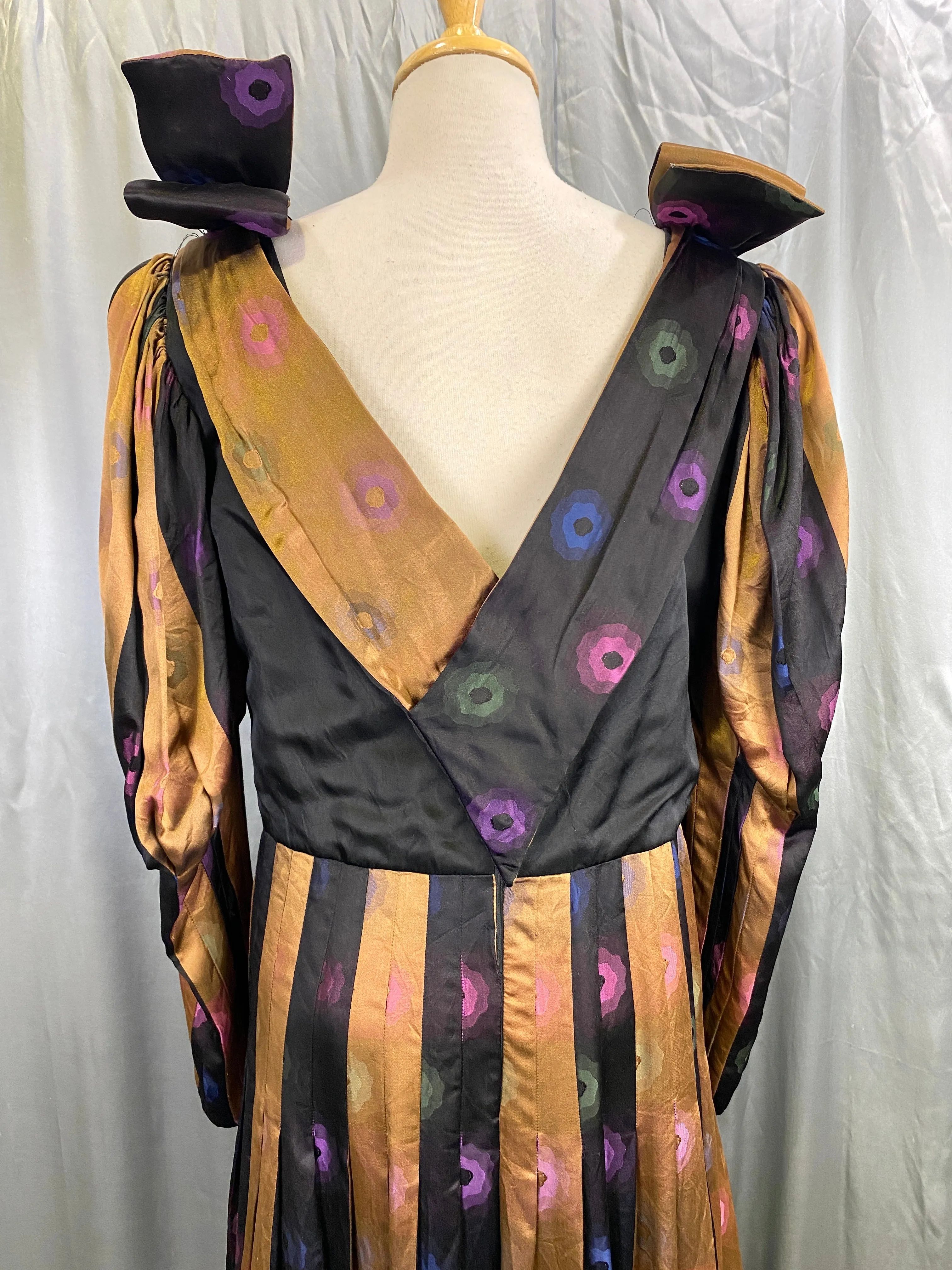 Vintage 1980s Custom Silk Satin Charmeuse Gown, Large