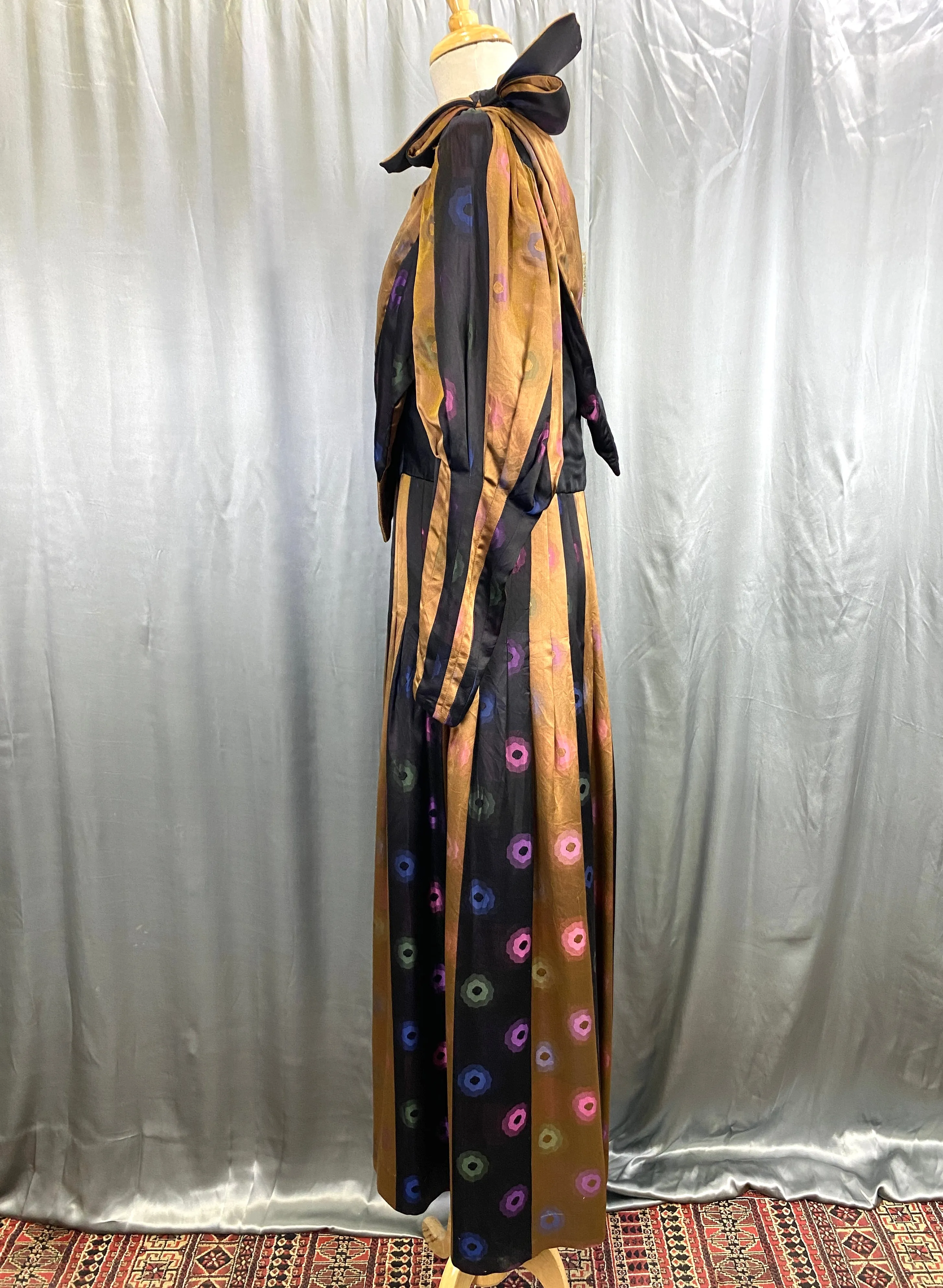 Vintage 1980s Custom Silk Satin Charmeuse Gown, Large