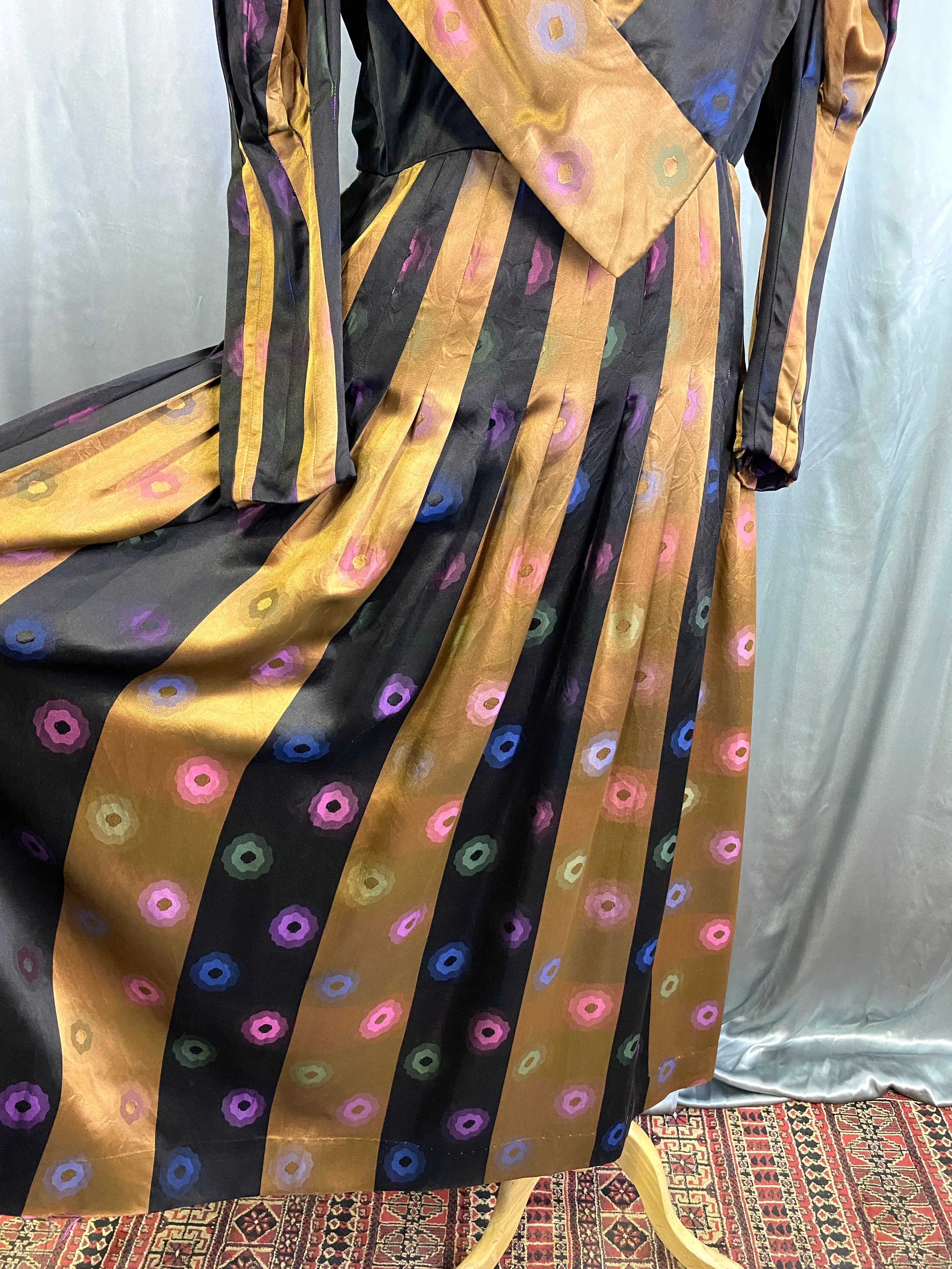 Vintage 1980s Custom Silk Satin Charmeuse Gown, Large