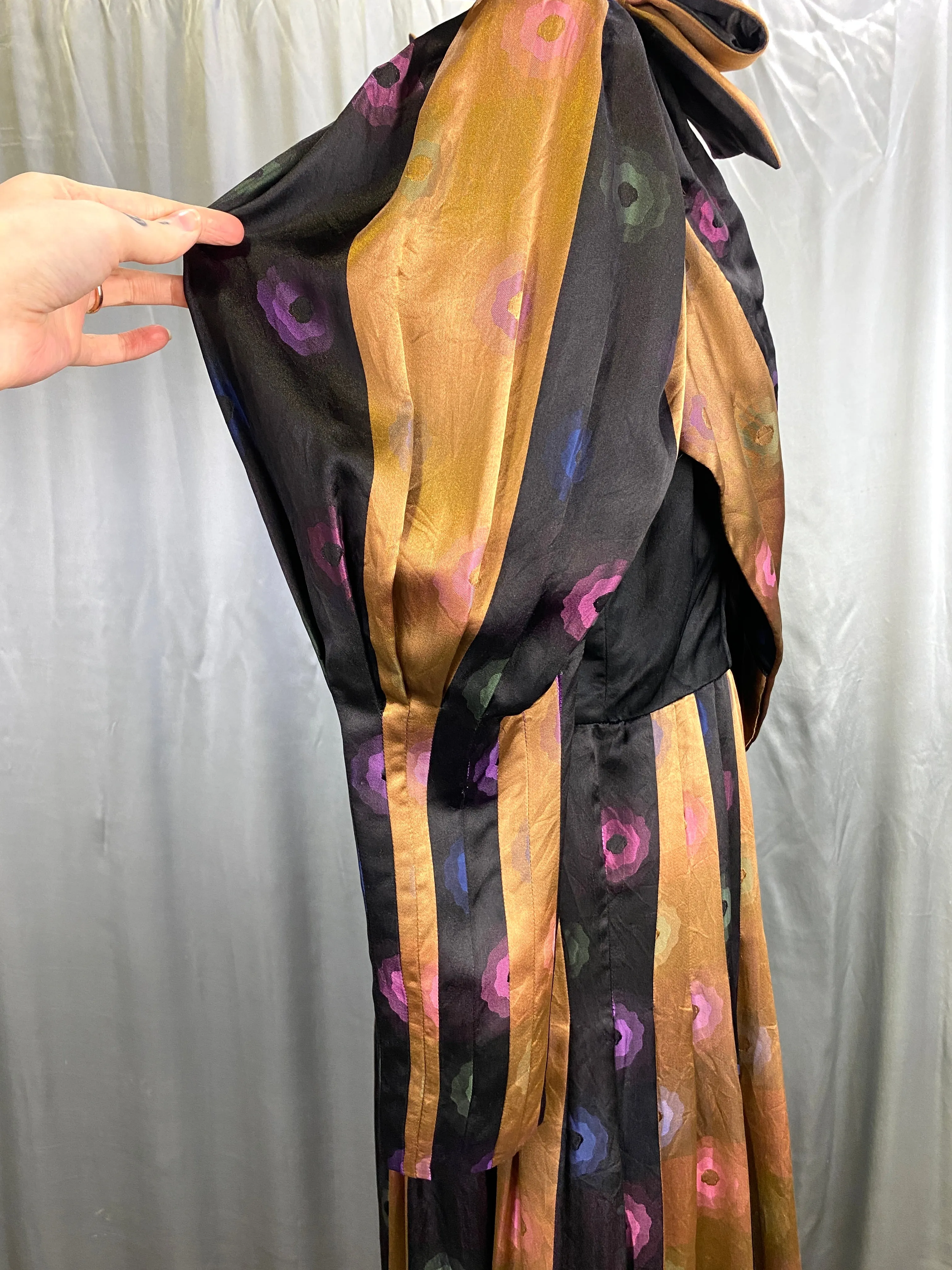 Vintage 1980s Custom Silk Satin Charmeuse Gown, Large