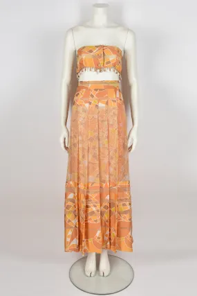 VINTAGE 60s abstract print skirt top set M