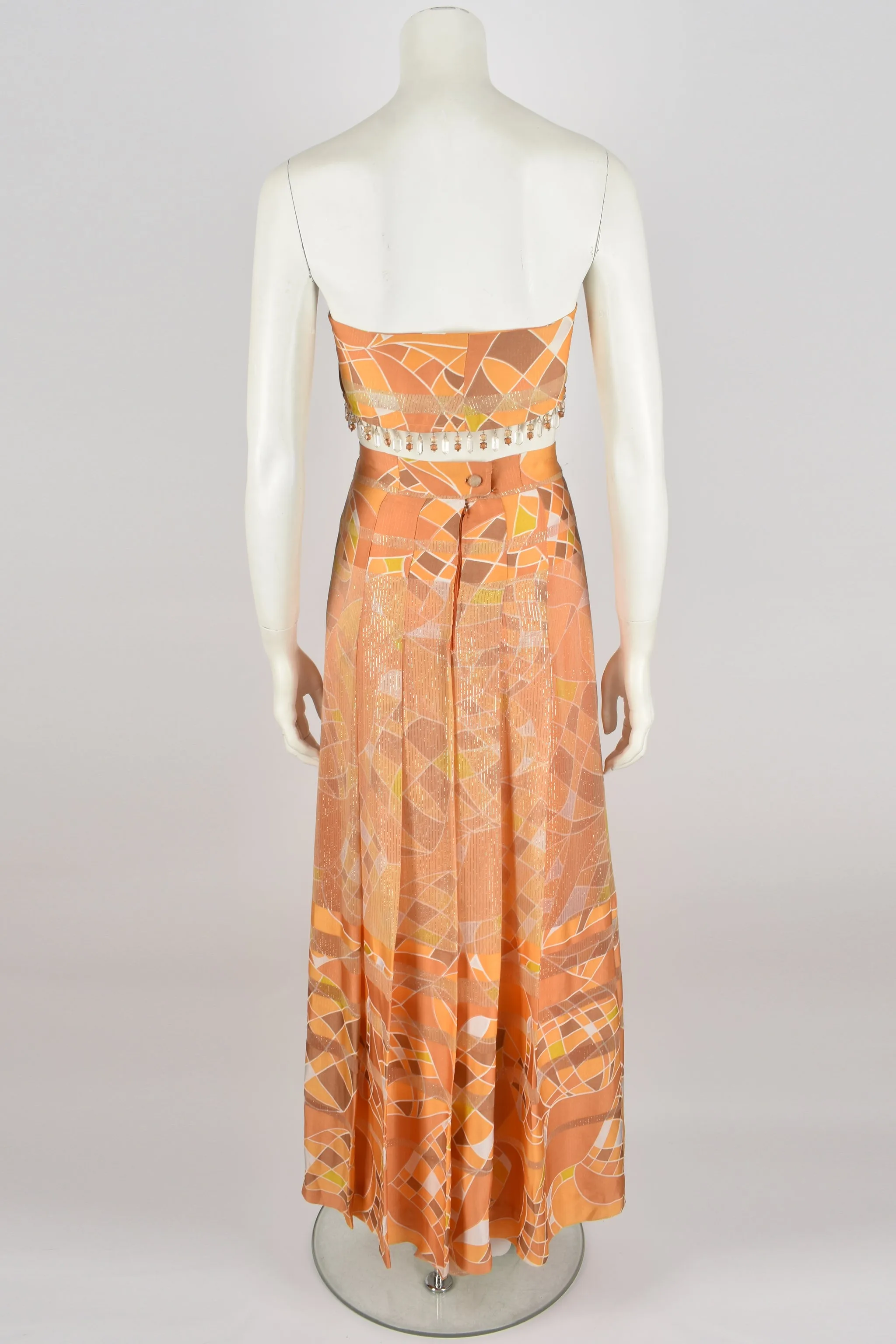 VINTAGE 60s abstract print skirt top set M