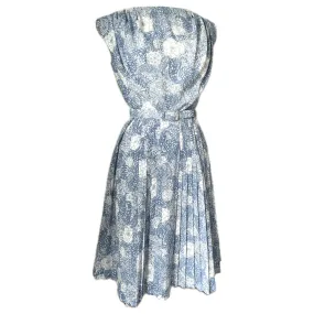 Wedgewood blue and white belted vintage day dress with pleated skirt Wedgewood blue and white belted vintage day dress with pleated skirt
