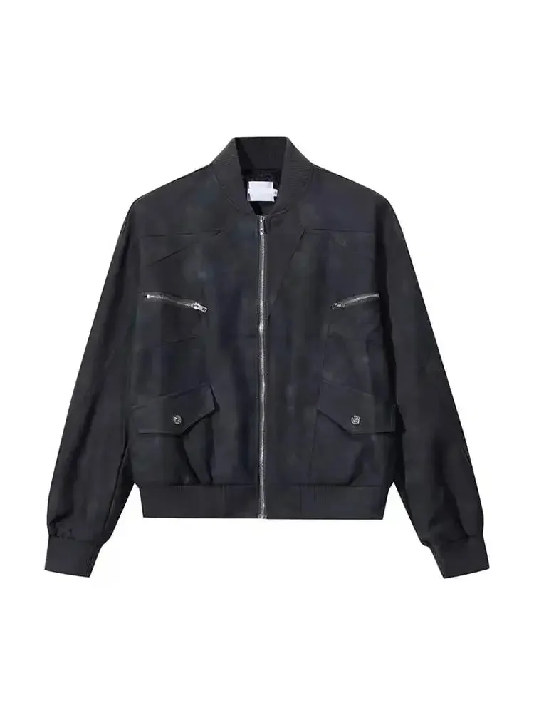 Wiaofellas  -  Autumn Biker Jacket For Male Fashion Zip Up Long Sleeve Zipper Pocket Baseball Bomber Coat Vintage High Street Men's Outwear