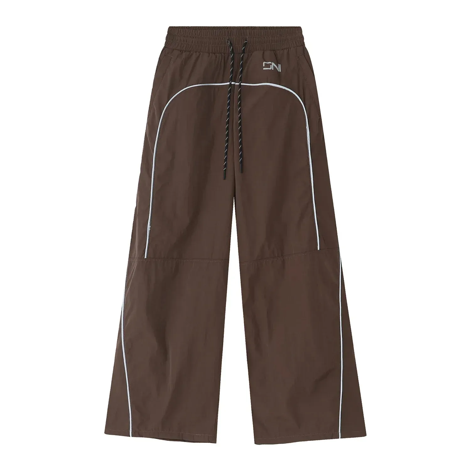 Wjczt  Men's Brown High Waist Jogger Y2K Baggy Cargo Pants Sweatpants Wide leg Trousers Men Reflective Korean Summer Pants Style 2025