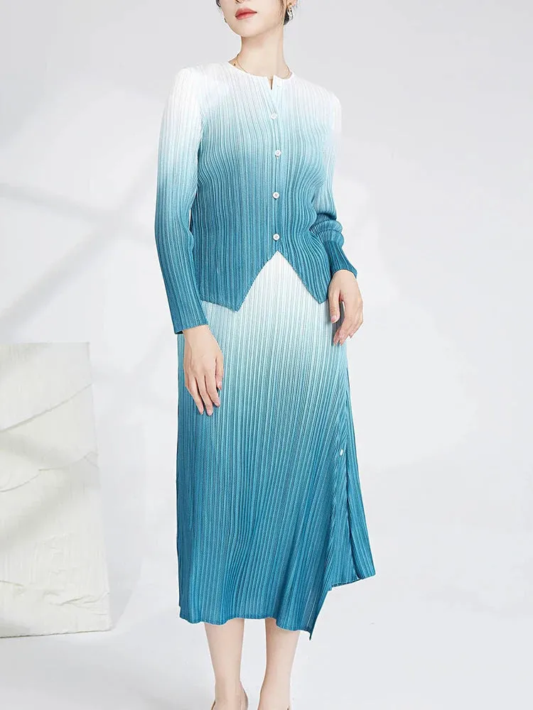Women's Classic Charm 2-Piece Pleated Midi Skirt & Top Set