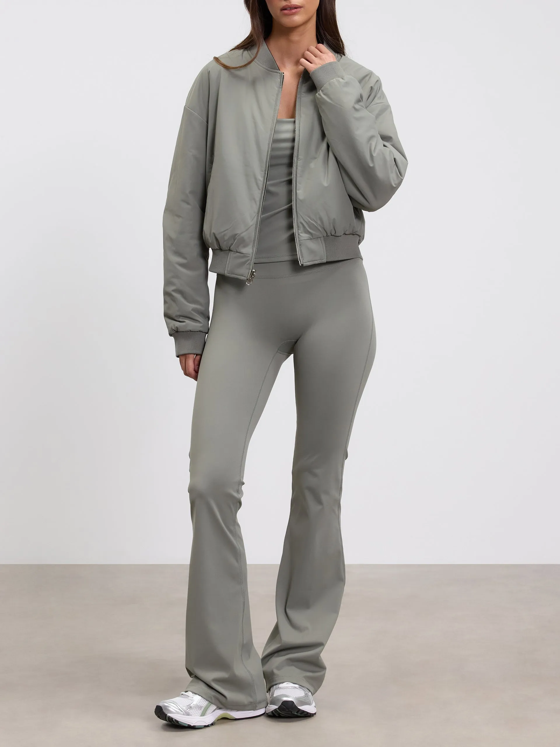 Womens Reversible Bomber Jacket in Black Sage