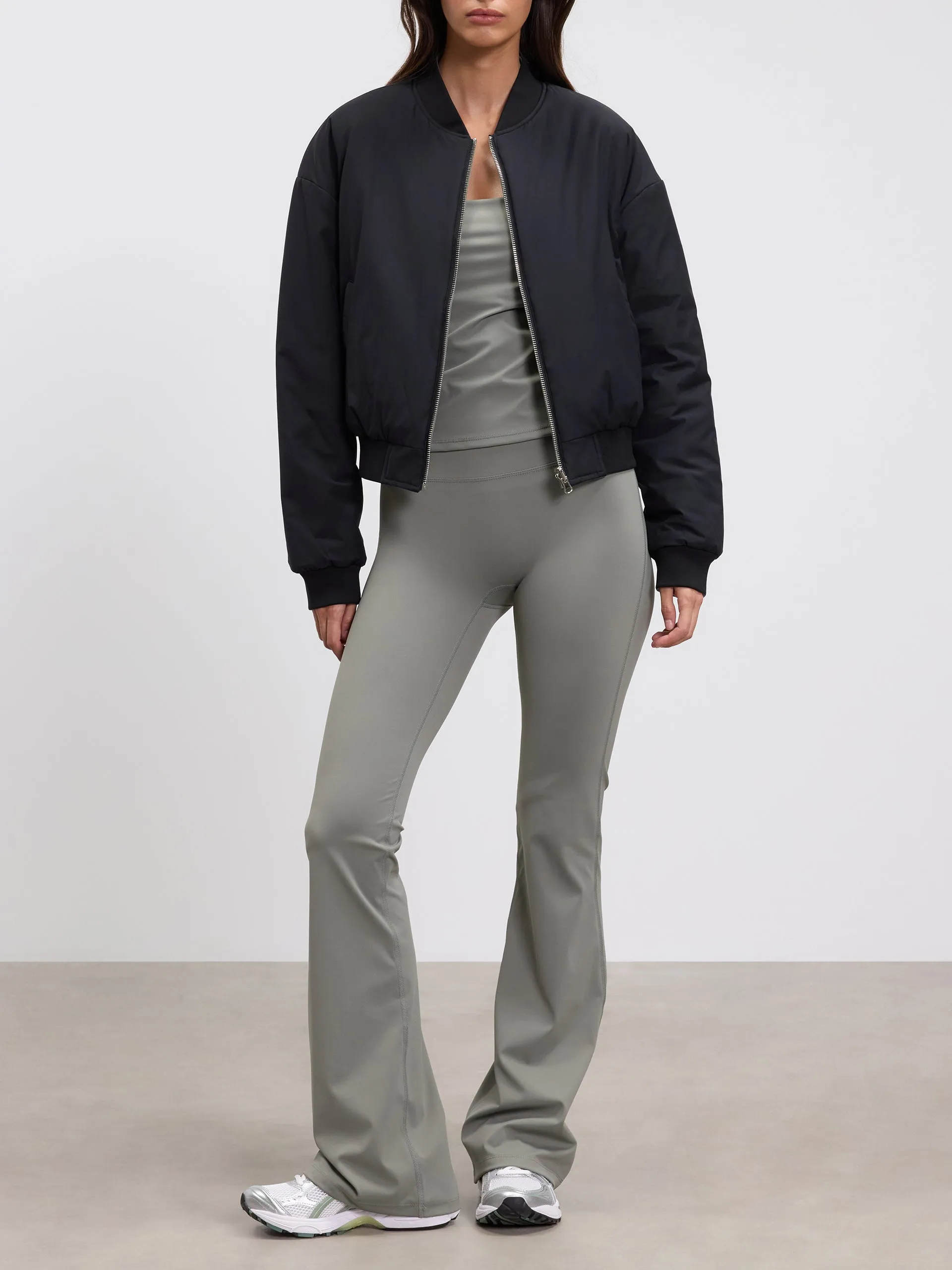 Womens Reversible Bomber Jacket in Black Sage