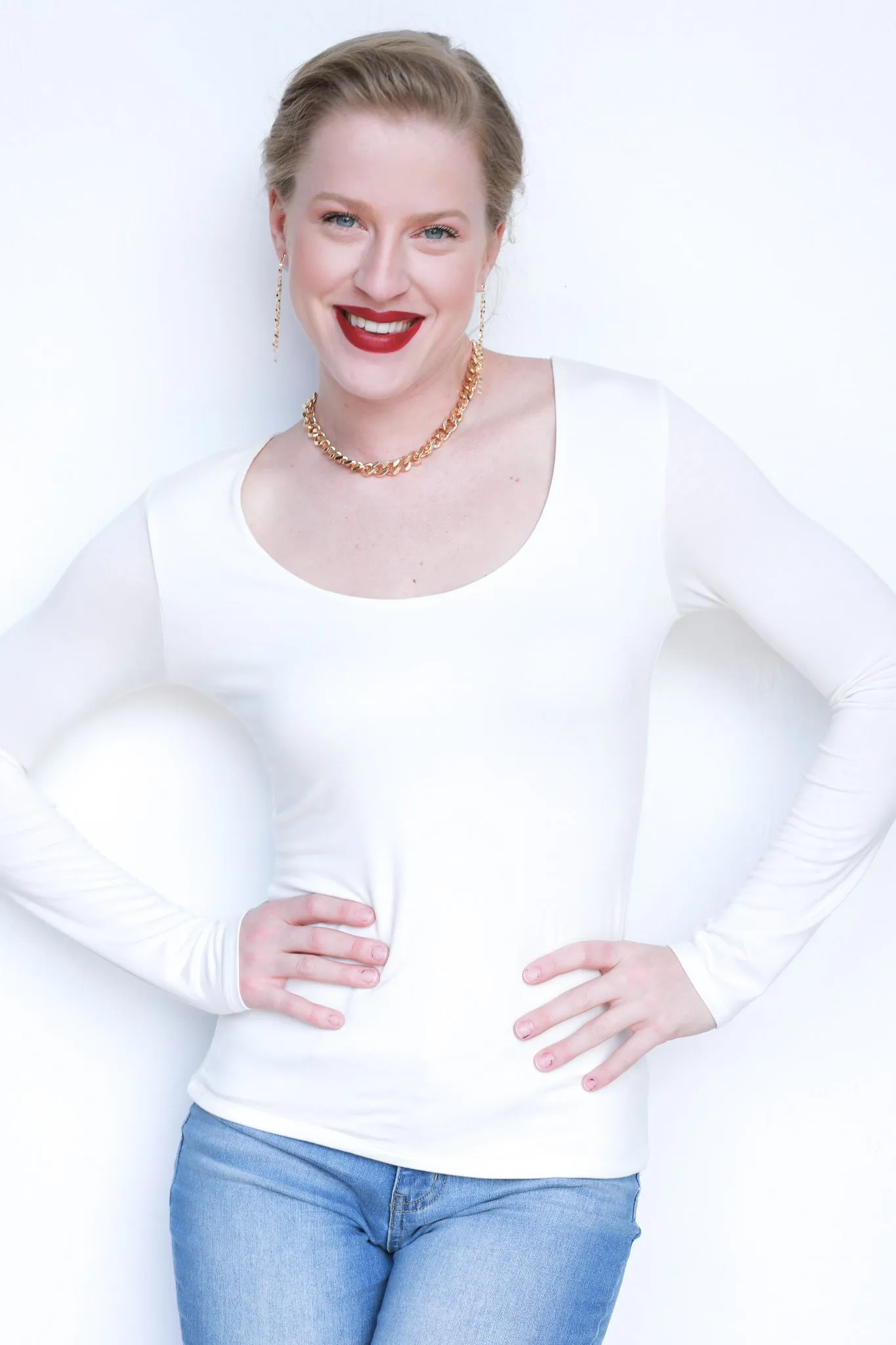 Your Turn Fitted Ivory Long Sleeve Top