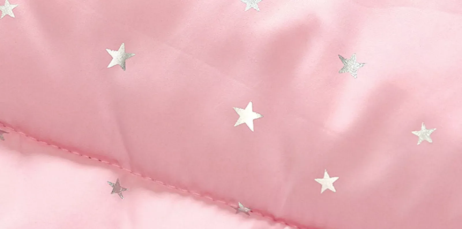 ZJH Silver Stars Sherpa Hooded Pink Puffer Jacket 7654